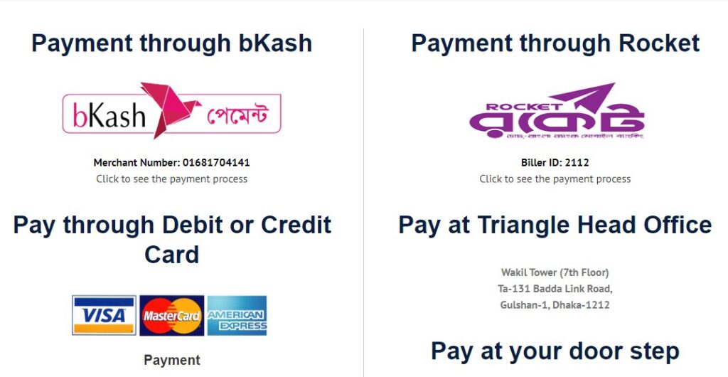 Bill Payment methods triangle